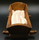 Antique Handmade Hand-carved Primitive Usa Pine Wood Rocking Doll Cradle