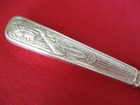 800 Silver Vintage Cake Knife  Woman Figural Handle  Blade Etched Gold Washed