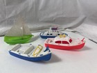 Vintage Plastic Toy Boat Lot - Sailboat  Fire Boat  Cabin Cruiser - 1950s 60   s