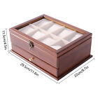 Mens 8 Grids Solid Wood Holder Watch Display Box Vintage Storage Show Case Gift 