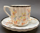 Japanese Satsuma Meiji Era Eggshell Translucent Porcelain Demitasse Cup Saucer