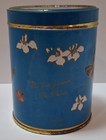 Vintage Butterfly Jasmine Tea Tin Container   Lid Blue gold Butterfly   Floral