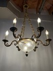Restored Antique Vtg Ornate Bronze Chandelier Arts Crafts Nouveau Deco Victorian