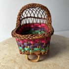 Vintage Wicker Doll Baby Stroller Buggy Carriage Rattan Basket 5  X 4  X 4 5 