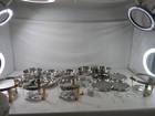 Zilode 4 Pack  5qt  Round Chafing Dish Buffet Set  Silver gold