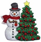 E152 - Ceramic Bisque 5  Snowman With Christmas Tree - Ready To Paint