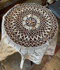 Bobbin Lace Tablecloth Or Placemat - Early 20th Century - Ecru Linen