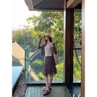 Women s Retro Polka Dot Skirt Casual Print Elastic Waist Brown Mermaid