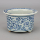 Antique Chinese Blue And White Porcelain Flower Pot Tripodia Bonsai Pot
