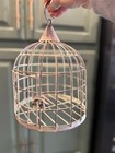 Vintage Antique-white Beehive Dome Metal Wire Hanging Bird Cage Home Decor 