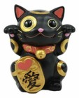 Black Maneki Neko Cat Collector Figurine Japanese Lucky Cat Charm Mao Mao Kitten