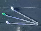 Vintage Set Of 3 Hand Blown Glass Sipper Straws swizzle Sticks Barware 1950   s