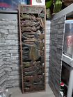Vtg Large 42  India Carved Wood 3d Relief Wall Panel Sculpture Art Decor Mural
