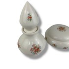 Vintage Dresser Set Vanity Powder Jars Lidded Dish Floral Ceramic