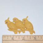 Vintage Japan Celluloid Triple Parrot   Cockatoo Pin Brooch Pink Rhinestone Eyes