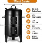 Vertical 17 Inch Charcoal Smoker Grill With Thermometers And Air Vent  Multi-lay