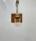 Nautical Style Original Ceiling Decor Old Brass Hanging Light Fixture - Set Of 2