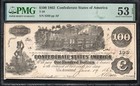 T-39 1862  100 Confederate Currency Train Note Pmg 53 Epq Civil War Note 8266