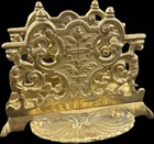 Vintage Hollywood Regency Gold Tone Ornate Letter Holder Mail Organizer Desk