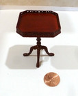 Bespaq Dollhouse Miniature Painted Top Side Table With Mahogany Finish  2626 Mh