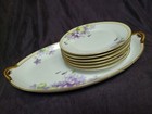 Nippon Serving Set Purple Violets Platter 13 5    6 Plates Japan 1891-1921 Vguc
