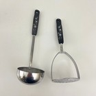 Ekco Black Atomic Starburst Potato Masher   Ladle   Utensils Mcm Vintage Usa