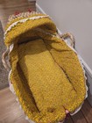 Vtg Handmade Woven Moses Basket Cradle Bassinet Nursery Decor Doll Quilt Liner
