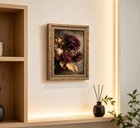 Vintage Gold Framed Moody Flowers Wall Art Dark Rustic Wildflowers Painting C   
