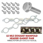 Ls Mls Exhaust Manifold Header Gasket Pair W bolts For Ls1 4 8 5 3 5 7 6 0 6 2rb