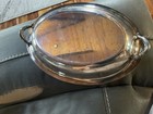 Vintage Silver Plate Oval Handled Butler Tray Heavy Serving Dish 10    X 7 3 4   