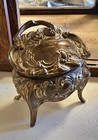 Vintage Art Nouveau Gilded Metal Jewelry Casket Trinket Box W  Roses