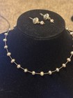 Wendy Brigode Sterling Silver Moonstone Pearl Necklace Earrings Set Hand Knotted