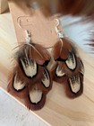 Feathers Earrings Pheasant Earrings New Handmade Brown Earrings 