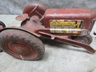 Antique 50s Marx Pressed Steel Tin Litho Farm Tractor With Plow Implement