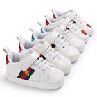 Newborn Baby Boy Crib Shoes Infant White Prewalker Trainers Rubber Sneaker
