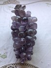Vintage Amethyst Polished Gemstone Grape Cluster Metal Leaf 8  X 4 