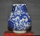 China Official Blue white Porcelain Dragon Loong Zun Cup Bottle Pot Vase Statue