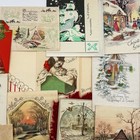 Lot Of 20 Antique Victorian Christmas  Holiday Ephemera Postcards Trade Cards