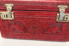 Vintage 1940 s Hand Tooled Red Leather Train Case