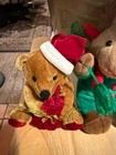 Teddy Bears Miniature Bears Plush Lot Of 4 Christmas Hat Bow Brown White