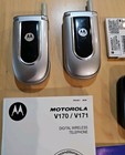 Lot Of 2 Motorola Cellphone Flip Vintage V170 Model Tfv170b Battery Ac Charger