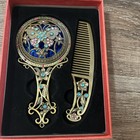 Jeweled  Vanity Set Comb   Mirror  In Box