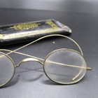 Antique 12k Gold Filled Wire Rim Round Spectacles Eyeglasses W  Ornate Case