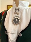 Authentic M-4xl Norwegian Green Silje Bunad Handmade Shawl Sylvsmidja 830ssilver