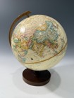 Vintage Replogle Tolman Globe Raised Relief 12  Diameter Wood Base Made In Usa