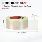 2 Rolls Filament Strapping Tape  2 x54 7yd Fiberglass Striped Packaging