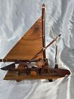 Vtg Sailing Ship Boat Wood Wooden Model Pond Yacht