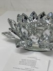 Valerie Hill Mirrored Faceted Glass Lotus Silver Candle Holder  New