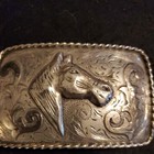 Sterling Silver Western Belt Buckle Horse Head 63 Grams 