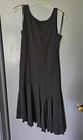 Vtg Express Womens 14 Black Asymmetric Lettuce Hem Dress Y2k 2003 Midi